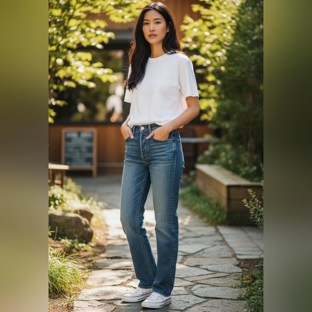 🎉 3/$60 Aritzia Denim Forum The Arlo High Rise Straight Leg Jeans Size 23